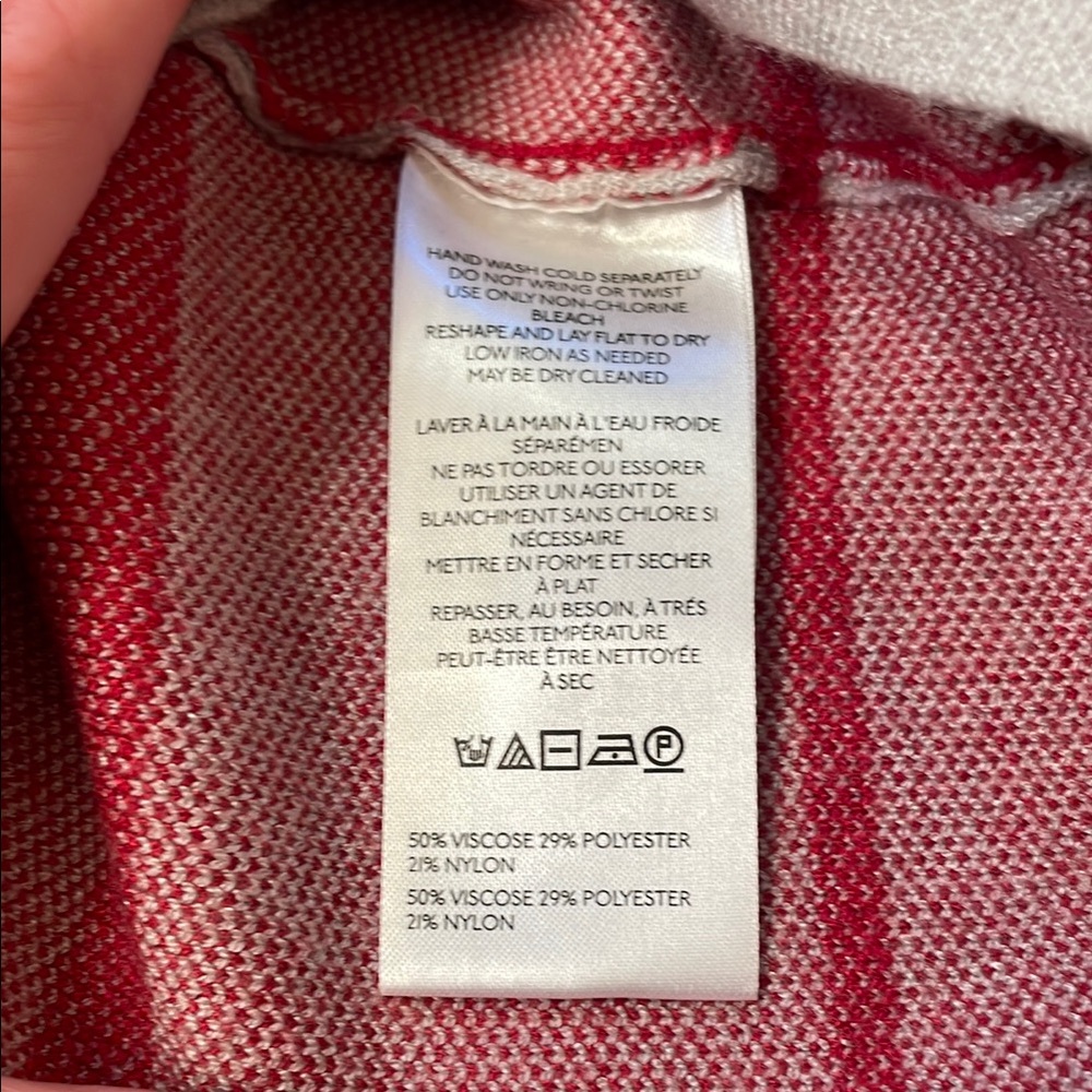 Anthropologie “Maeve” Red and Off-White Striped Cowl-Neck Sweater - Picture 3 of 3